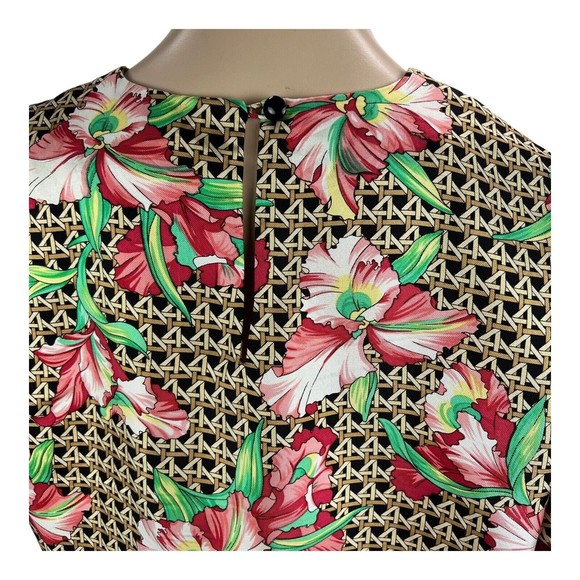 Carlisle Women's Silk Colorful Pink Floral top size 8 Short Sleeve - Picture 5 of 7